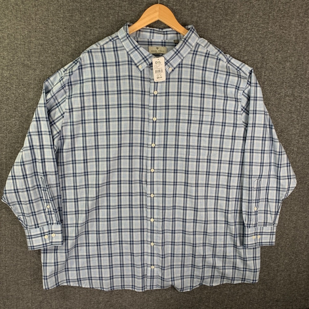 Oak Hill Shirt Men 4XL Blue Plaid DXL Oversize Button Down Cotton NEW - Picture 1 of 8